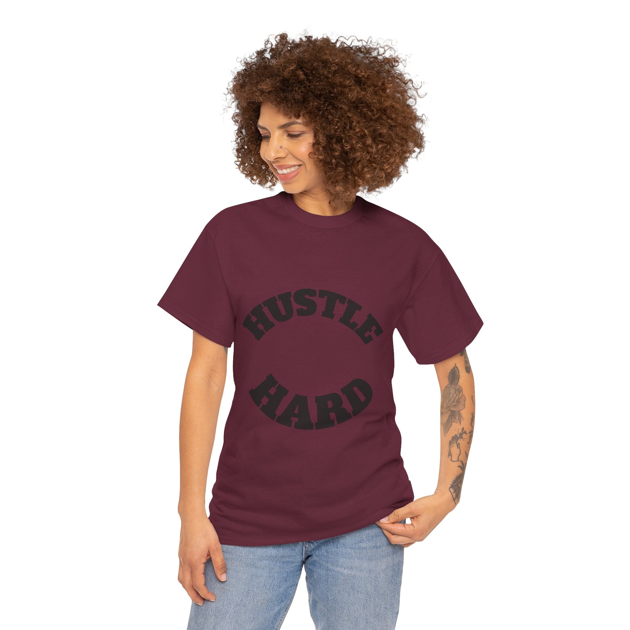 Hustle Hard Unisex Heavy Cotton Tee, Motivational Shirt, Gift for Entrepreneurs, Workout Apparel, Casual Style